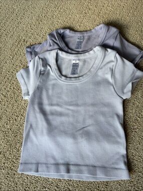Bundle of 90 Degree By Reflex Kids Short Sleeve Ribbed Tees - Lavender & White